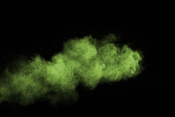 추상적 폭발의 움직임은 얼어붙은 녹색으로 얼어붙었다 배경에 가루로 이동을 중지하 — 스톡 사진