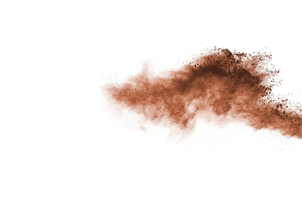 Brown Color Powder Explosion White Background Colored Cloud Colorful Dust — Stock Photo, Image