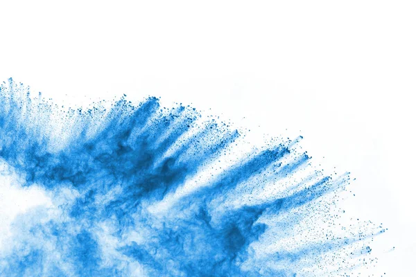Blue Powder Explosion White Background Colored Cloud Colorful Dust Explode — Stock Photo, Image