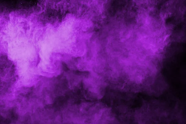 Mouvement Explosion Poussière Abstraite Gelé Violet Sur Fond Noir Arrêtez — Photo