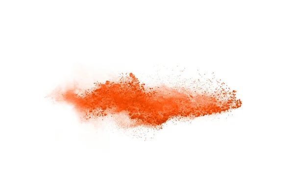 Abstraktní Oranžový Prášek Postříkané Pozadí Zmrazit Pohyb Barevného Prášku Výbuch — Stock fotografie