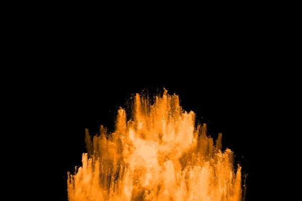 Orange Powder Explosion Black Background Colored Cloud Colorful Dust Explode — Stock Photo, Image