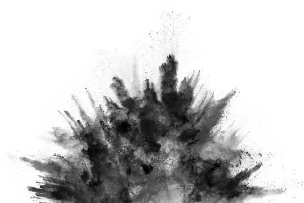 Particles Charcoal White Background Abstract Powder Splatted White Background Freeze — Stock Photo, Image