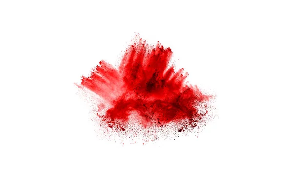 Bevriezen Beweging Van Rood Poeder Exploderen Geïsoleerd Witte Achtergrond Abstract — Stockfoto