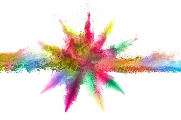 Abstract Powder Splatted Background Colorful Powder Explosion White Background Colored — Stock Photo, Image