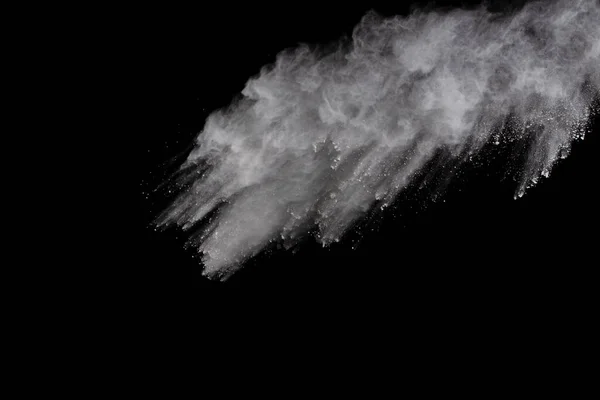 Explosion Von Weißem Pulver Auf Schwarzem Hintergrund Farbige Wolke Bunter — Stockfoto
