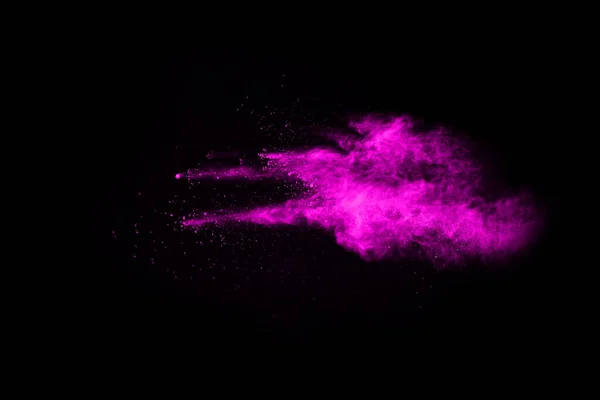 Esplosione Polvere Rosa Sfondo Nero Nuvola Colorata Polvere Colorata Esplodere — Foto Stock