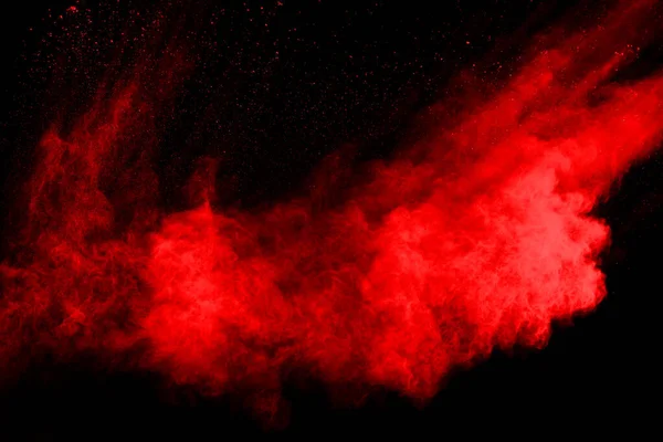 Взрыв Красного Порошка Черном Фоне Замораживание Движения Взрывающегося Красного Порошка — стоковое фото