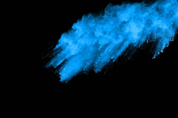 Вибух Синього Пороху Чорному Тлі Кольорова Хмара Барвистий Пил Вибухає — стокове фото