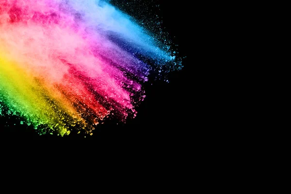 Abstract Colored Dust Explosion Black Background Abstract Powder Splatted Background — Stock Photo, Image