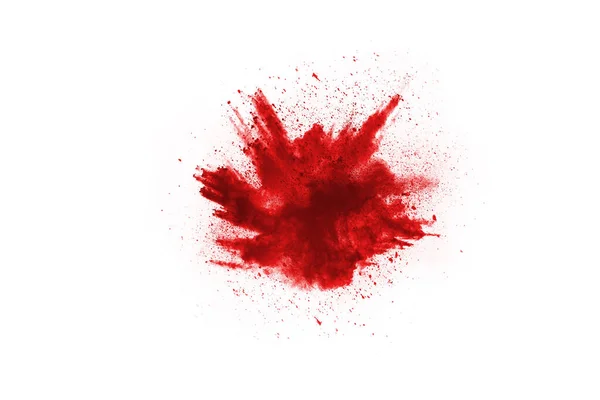 Gefrierbewegung Des Explodierenden Roten Pulvers Isoliert Auf Weißem Hintergrund Abstraktes — Stockfoto