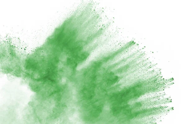 Green Powder Explosion White Background Colored Cloud Colorful Dust Explode — Stock Photo, Image