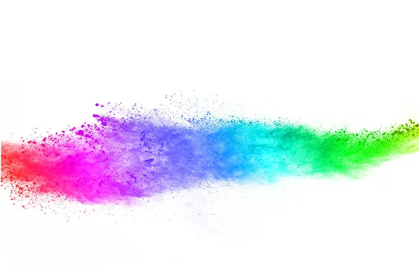 Abstract Powder Splatted Background Colorful Powder Explosion White Background Colored — Stock Photo, Image