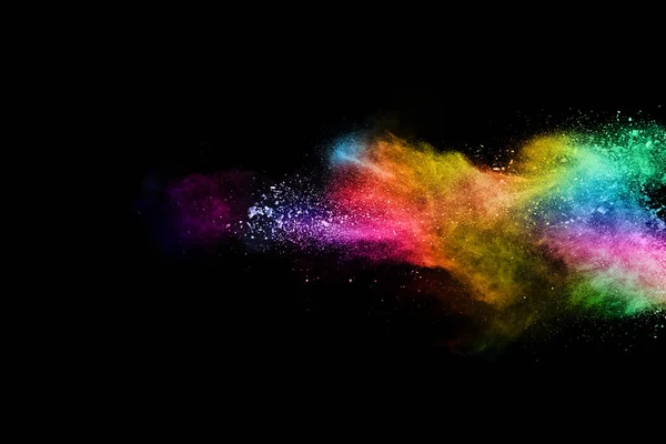 Abstract Colored Dust Explosion Black Background Abstract Powder Splatted Background — Stock Photo, Image