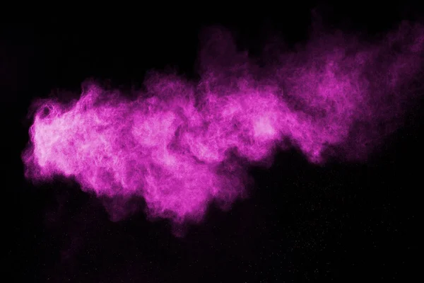 Esplosione Polvere Rosa Sfondo Nero Nuvola Colorata Polvere Colorata Esplodere — Foto Stock
