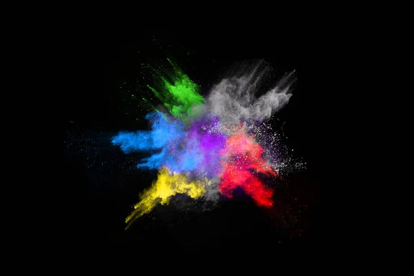 Abstract Colored Dust Explosion Black Background Abstract Powder Splatted Background — Stock Photo, Image