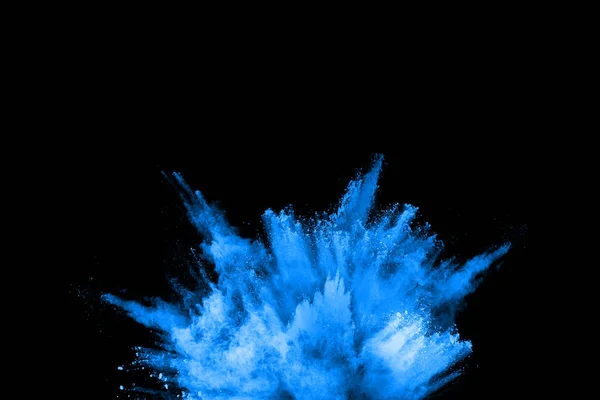 Blue Powder Explosion Black Background Colored Cloud Colorful Dust Explode — Stock Photo, Image
