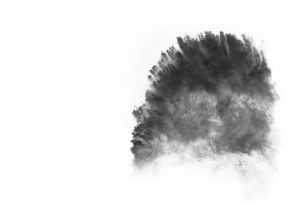 Particles Charcoal White Background Abstract Powder Splatted White Background Freeze — Stock Photo, Image