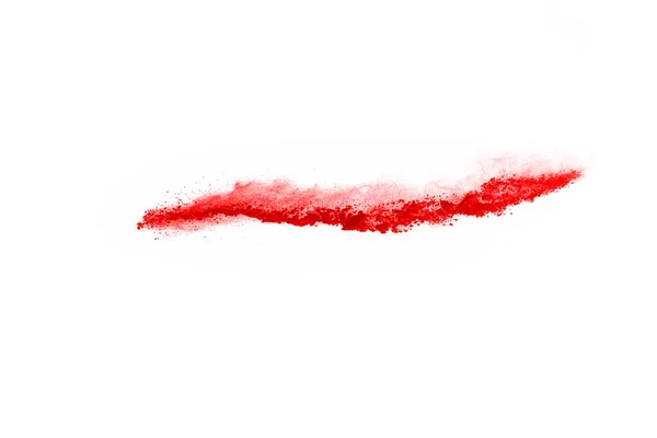 Freeze Motion Red Powder Exploding Isolated White Background Abstract Design — Stock Photo, Image