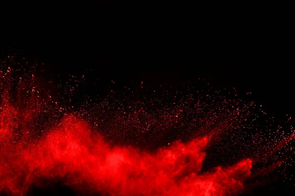 Абстрактний Червоний Порошок Вибух Чорному Тлі Абстрактний Червоний Порошок Розбитий — стокове фото