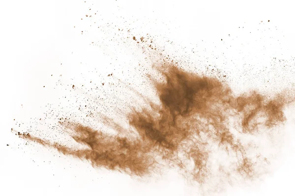 Brown Color Powder Explosion White Background Colored Cloud Colorful Dust — Stock Photo, Image