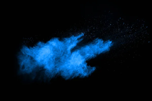 Explosión Polvo Azul Sobre Fondo Negro Nube Colores Polvo Colorido —  Fotos de Stock