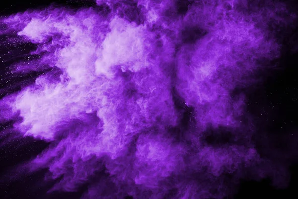 Движение Абстрактного Пылевого Взрыва Заморожено Фиолетовым Черном Фоне Остановить Движение — стоковое фото