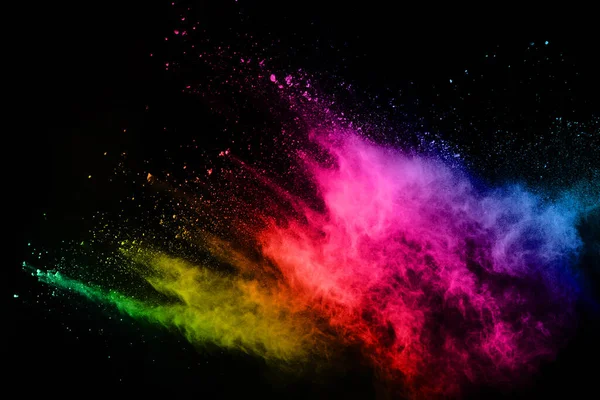 Esplosione Polvere Colorata Astratta Uno Sfondo Nero Polvere Astratta Sfondo — Foto Stock