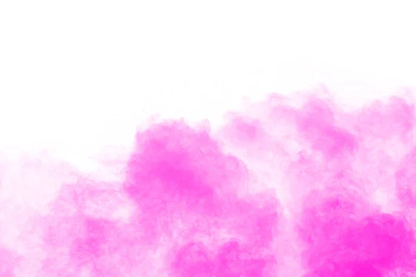 粉红粉末抛撒背景 彩粉爆炸 抛掷的冻结运动 白色背景上的彩光纹理 — 图库照片