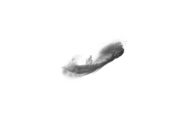 Particles Charcoal White Background Abstract Powder Splatted White Background Freeze — Stock Photo, Image