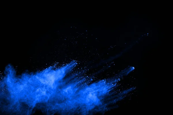 Blue Powder Explosion Black Background Colored Cloud Colorful Dust Explode — Stock Photo, Image