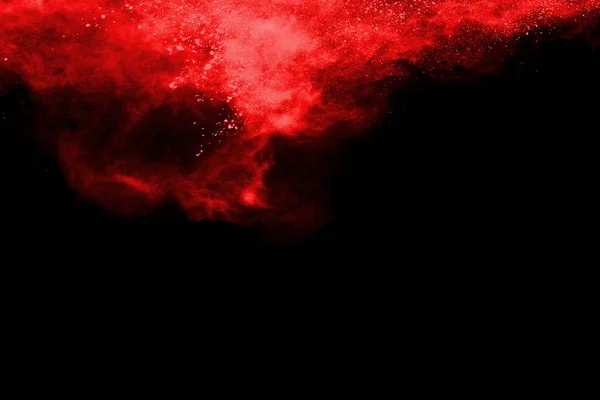 Siyah Arka Planda Soyut Kırmızı Toz Patlaması Siyah Arka Planda — Stok fotoğraf