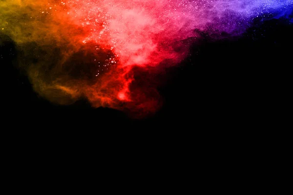 Abstract Colored Dust Explosion Black Background Abstract Powder Splatted Background — Stock Photo, Image