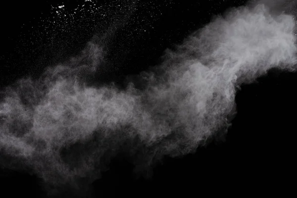 Siyah Arka Planda Beyaz Toz Patlaması Renkli Bulut Renkli Toz — Stok fotoğraf
