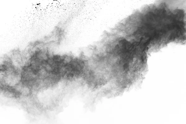 Particles Charcoal White Background Abstract Powder Splatted White Background Freeze — Stock Photo, Image