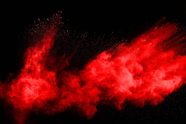 Αφηρημένη Έκρηξη Κόκκινης Σκόνης Μαύρο Φόντο Αφηρημένη Κόκκινη Σκόνη Πιτσιλισμένη — Φωτογραφία Αρχείου