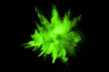 Soyut pembe toz sıçramış arkaplan, patlayan renk tozunun hareketsiz hareketi / renk pudrası, beyaz arkaplanda renk parıltısı dokusu.