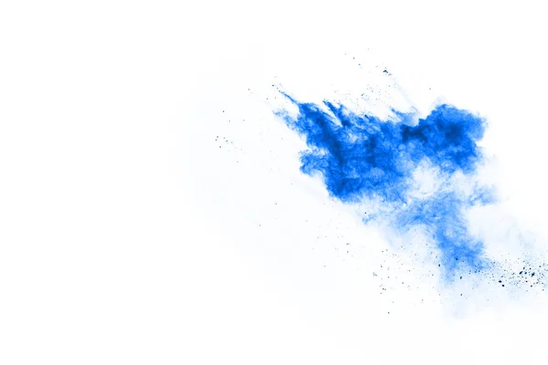 Синий Цвет Взрыва Порошок Белом Фоне Цветное Облако Разноцветная Пыль — стоковое фото