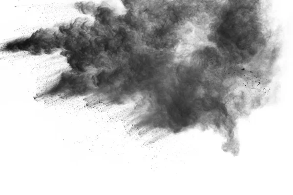 Particles Charcoal White Background Abstract Powder Splatted White Background Freeze — Stock Photo, Image