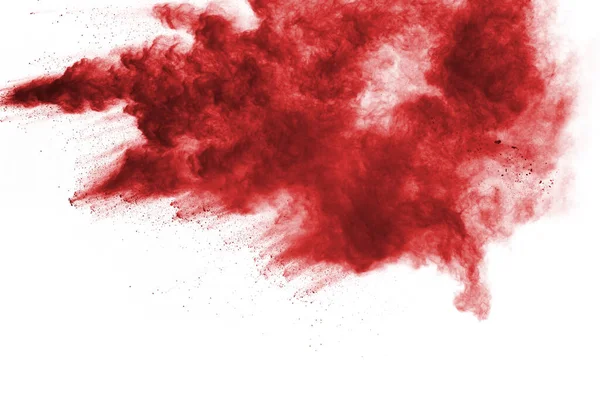 Mouvement Gel Poudre Rouge Explosant Isolé Sur Fond Blanc Conception — Photo
