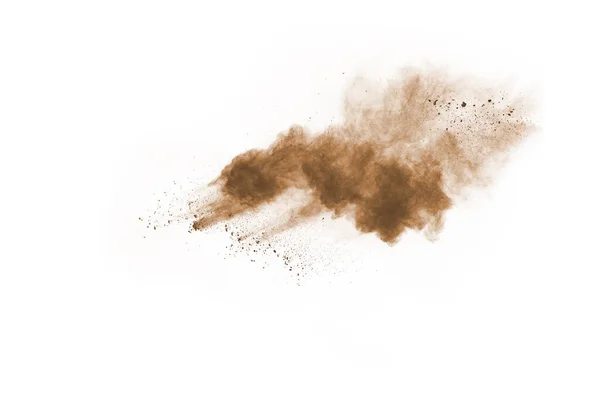 Brown Color Powder Explosion White Background Colored Cloud Colorful Dust — Stock Photo, Image