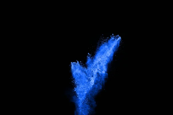 Explosión Polvo Azul Sobre Fondo Negro Nube Colores Polvo Colorido —  Fotos de Stock