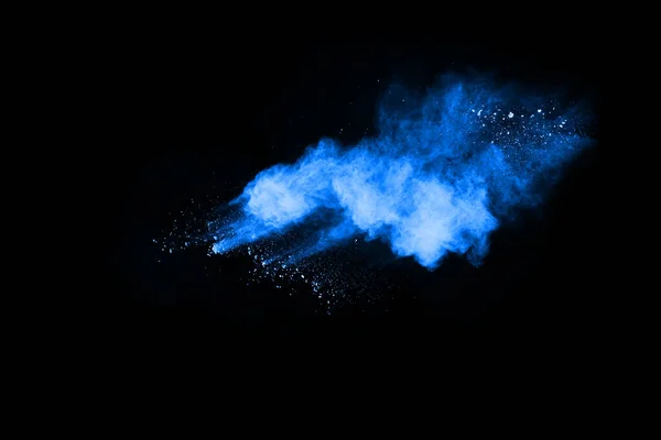 Explosión Polvo Azul Sobre Fondo Negro Nube Colores Polvo Colorido —  Fotos de Stock