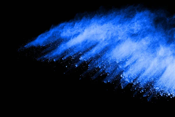 Explosión Polvo Azul Sobre Fondo Negro Nube Colores Polvo Colorido — Foto de Stock