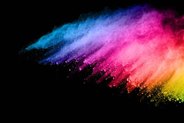 Abstract Colored Dust Explosion Black Background Abstract Powder Splatted Background — Stock Photo, Image