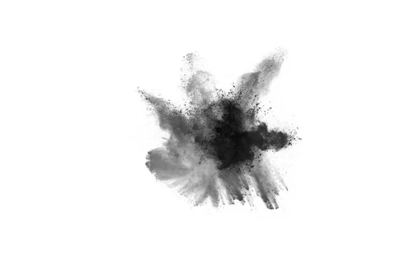 Particles Charcoal White Background Abstract Powder Splatted White Background Freeze — Stock Photo, Image