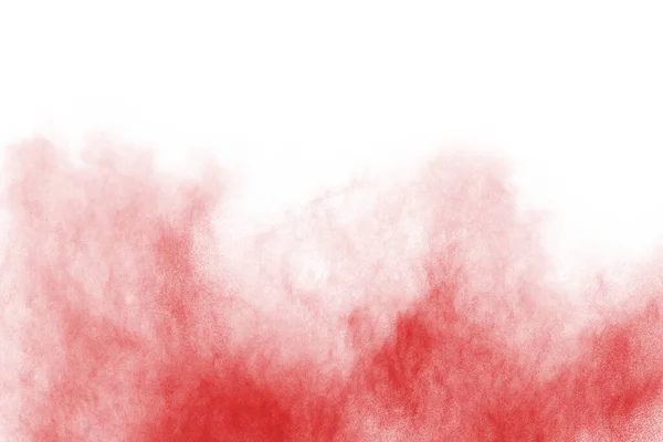 Freeze Motion Red Powder Exploding Isolated White Background Abstract Design — Stock Photo, Image