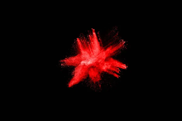 Αφηρημένη Έκρηξη Κόκκινης Σκόνης Μαύρο Φόντο Αφηρημένη Κόκκινη Σκόνη Πιτσιλισμένη — Φωτογραφία Αρχείου