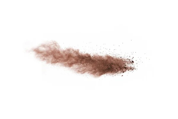 Cor Marrom Explosão Fundo Branco Nuvem Colorida Poeira Colorida Explode — Fotografia de Stock
