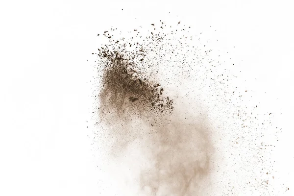 Brown Color Powder Explosion White Background Colored Cloud Colorful Dust — Stock Photo, Image